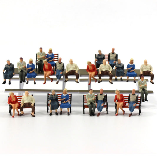 24pcs Model Railway O Scale Seated Figure 1:43 Painted Sitting People Park Layout P4804 - Model Building Kits