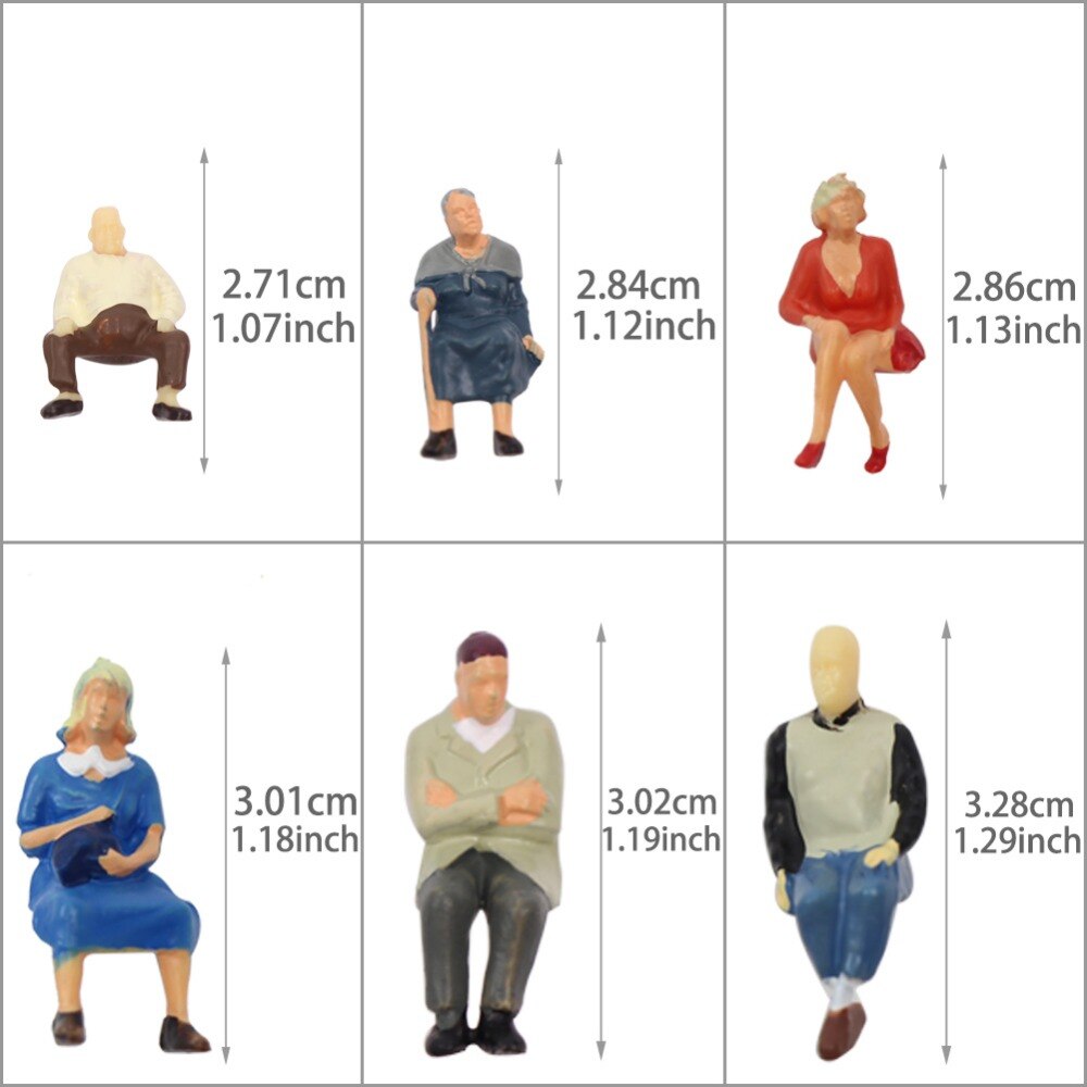 24pcs Model Railway O Scale Seated Figure 1:43 Painted Sitting People Park Layout P4804 - Model Building Kits