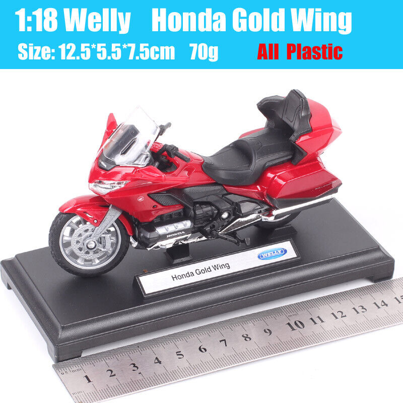 1/18 Welly Honda Gold Wing Motorcycle Model Tour Bike Diecast Toy 2002 Red