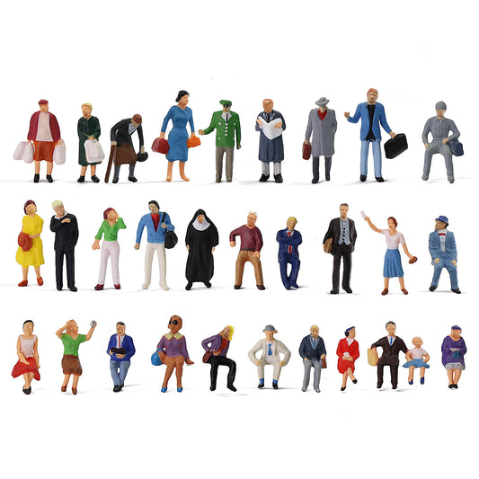 30pcs Ho Scale 1:87 Standing Seated Passenger People Painted Figures Model Train Layout P8721 - Model Building Kits