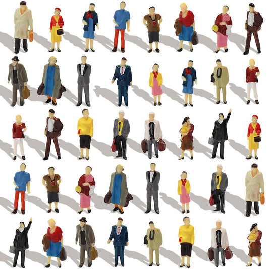 40pcs HO Scale 1:87 Standing People Figures Passengers 20 Different Poses Model Railway Layout P8712|Model Building Kits|