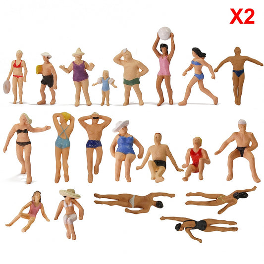 40pcs Model Trains 1:87 Swimming Figures Ho Scale Swimming People Beach Scenery Layout Miniature P8719 - Model Building Kits