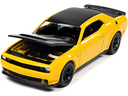 Auto World Diecast, 2018 Dodge Challenger SRT Demon Yellow Jacket & Black Limited Edition to 14408 Pieces Worldwide 1/64 Diecast Model Car by Autoworld 64312AWSP068 B