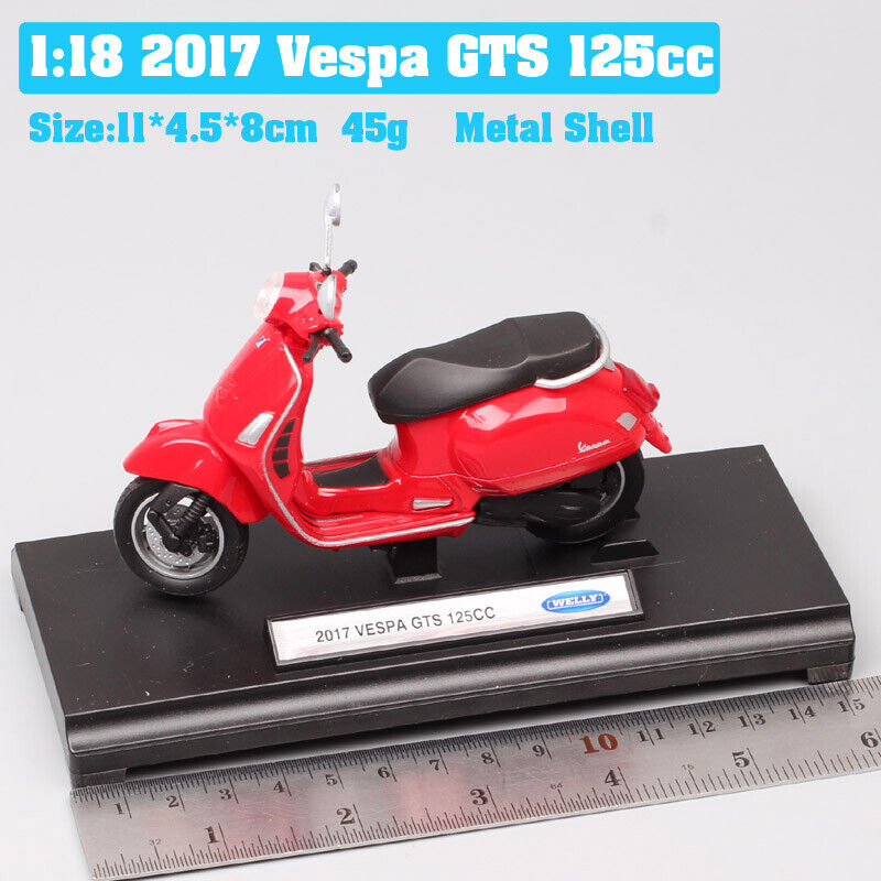 1:18 Welly 2017 Vespa GTS 125cc motorcycle diecast Scooter bike model