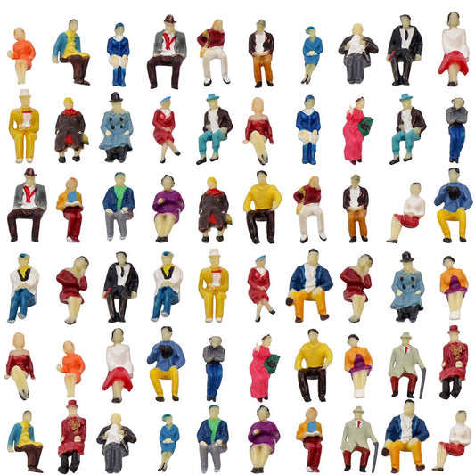 60pcs Ho Scale 1:87 All Seated Passenger People Sitting Figures 30 Different Poses Model Train Layout P8711 - Model Building Kits