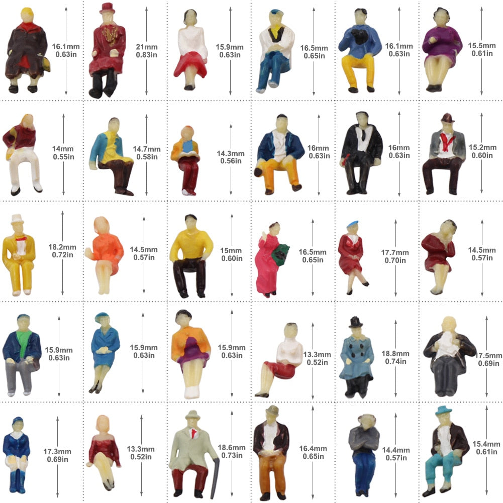 60pcs Ho Scale 1:87 All Seated Passenger People Sitting Figures 30 Different Poses Model Train Layout P8711 - Model Building Kits