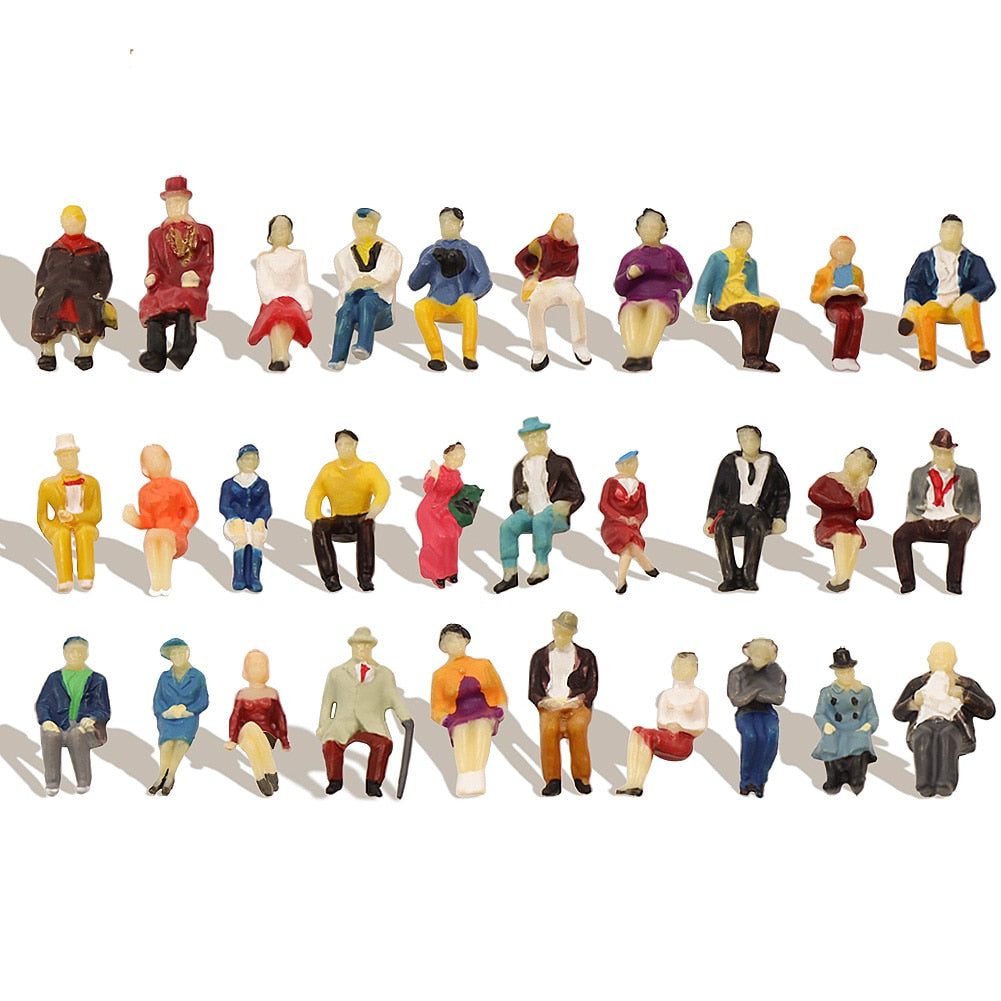 60pcs Ho Scale 1:87 All Seated Passenger People Sitting Figures 30 Different Poses Model Train Layout P8711 - Model Building Kits