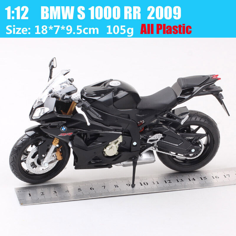 Automaxx 1/12 Scale 2009 BMW S1000RR Plastic Motorcycle Model Bike Toy Black