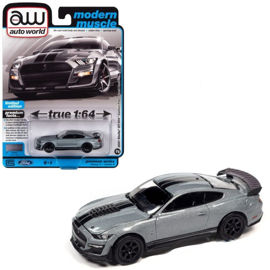AutoWorld 1:64 - 2021 Shelby GT500 Carbon Fiber Track Pack (Iconic Silver)