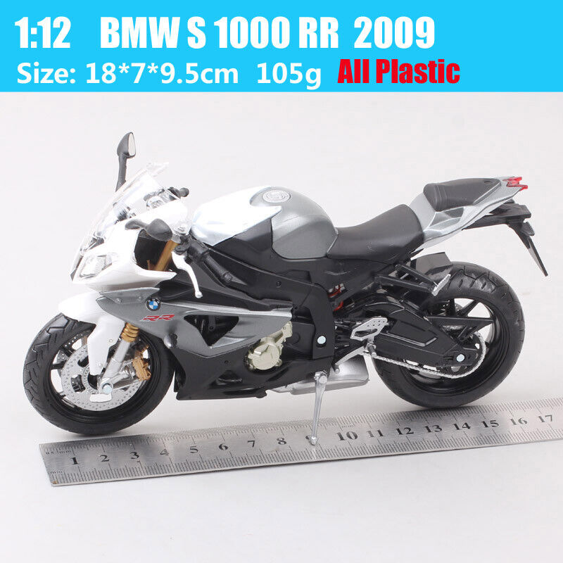 Automaxx 1/12 Scale 2009 BMW S1000RR Plastic Motorcycle Model Bike Gray Joycity