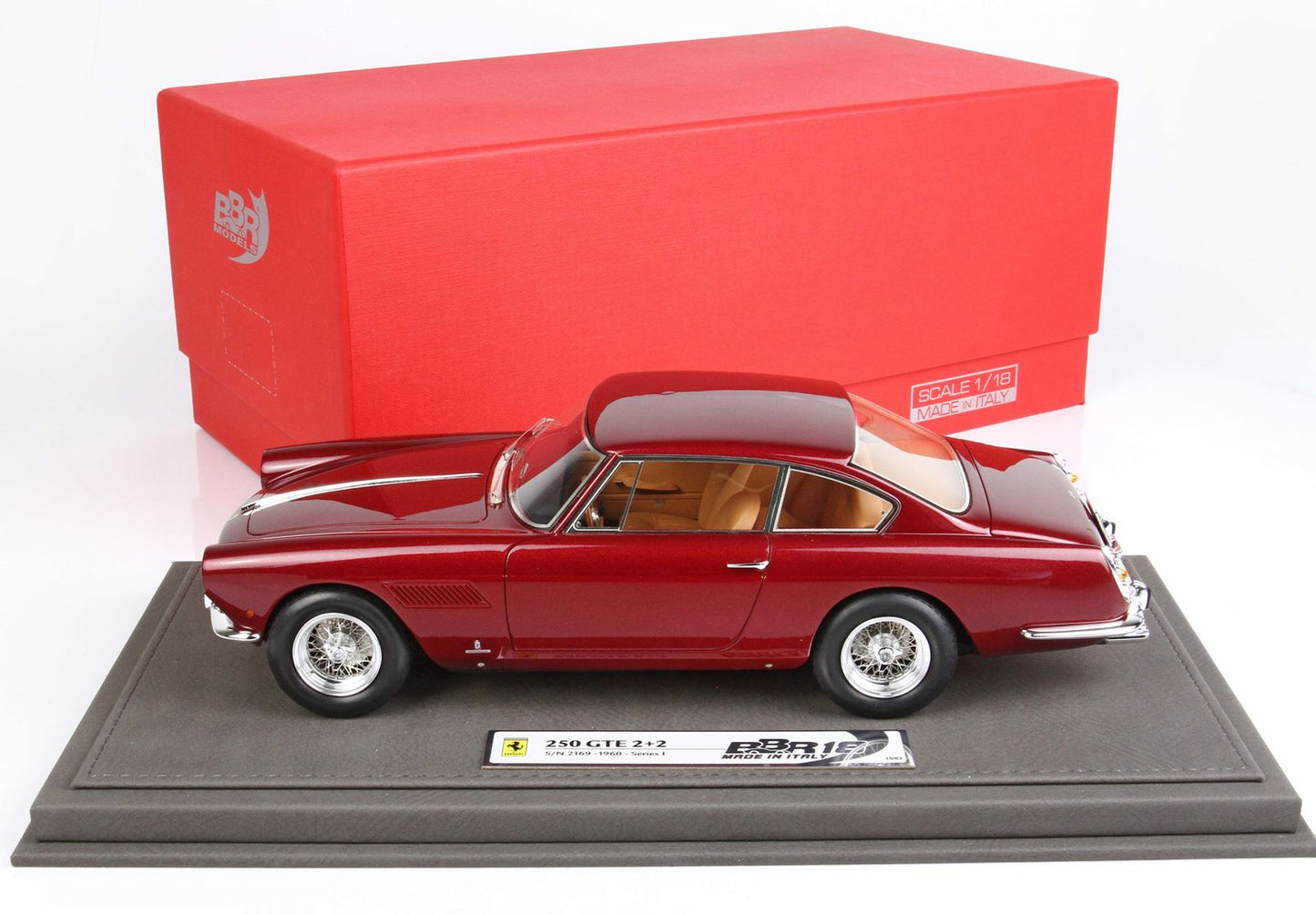 BBR 1/18 Ferrari 250 GT 2+2 I Series 1960 - Chassis S/N 2169 - Resin Model- metallic red rubin color