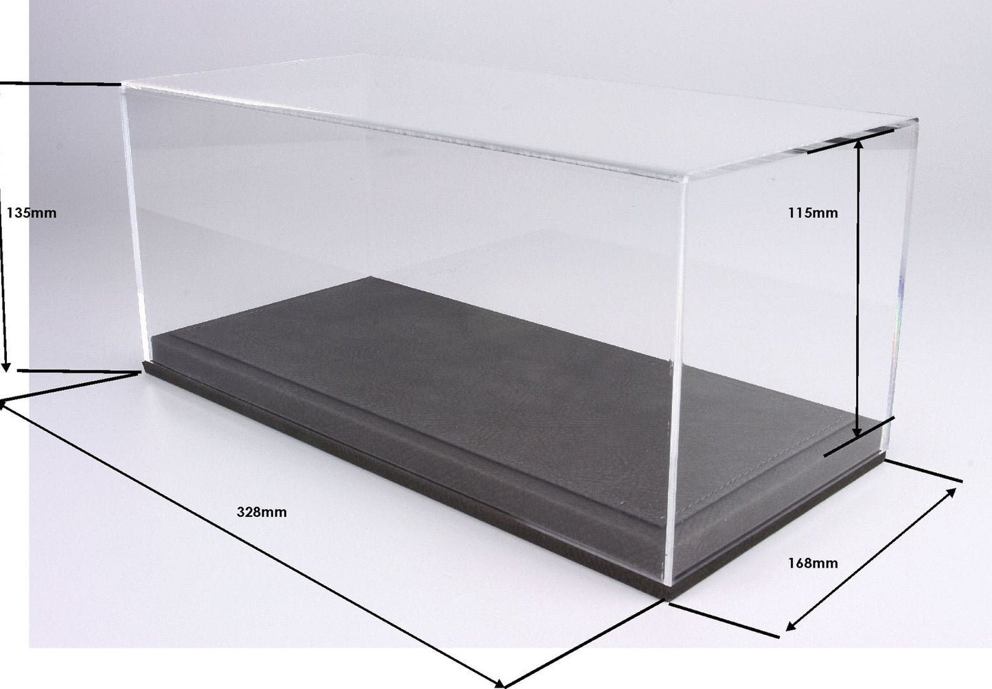 1/18 Plexiglass Display Case With Grey Leatherette Base $49.95 ModelCarsHub