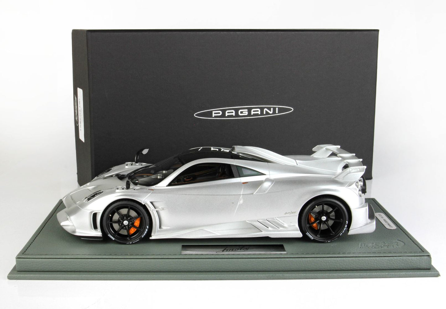 BBR 1/18 Pagani Imola 2020 Matt Silver- Resin Model- Display Case Included