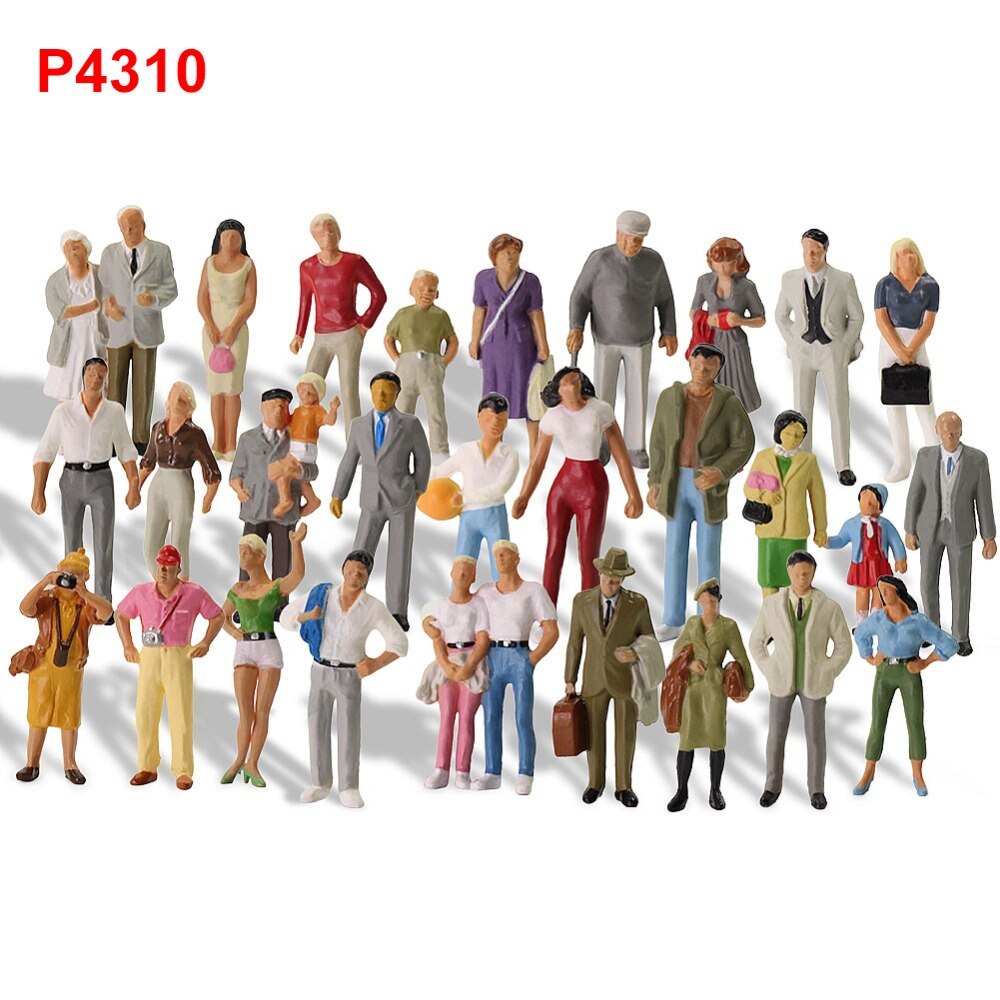 Evemodel 30pcs Different Poses Model Trains 1:43 O Scale All Standing Painted Figures Passengers People Model Railway P4310|Model Building Kits|