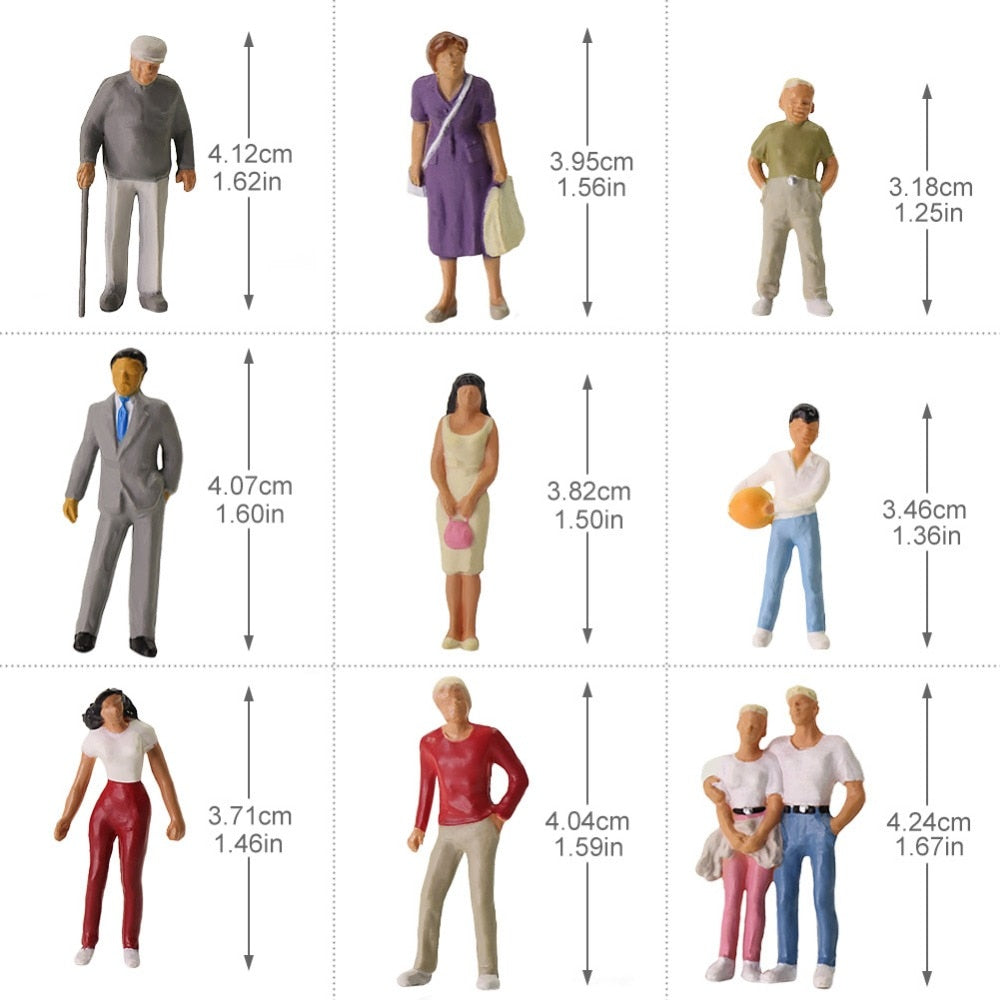 Evemodel 30pcs Different Poses Model Trains 1:43 O Scale All Standing Painted Figures Passengers People Model Railway P4310|Model Building Kits|