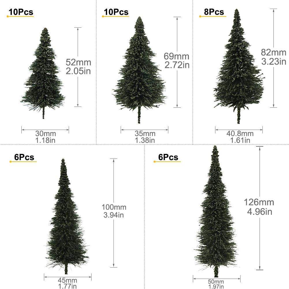 40pcs Model Pine Trees Deep Green Pines For Ho O N Z Scale Model Railway Layout Miniature Scenery S0804 - Model Building Kits