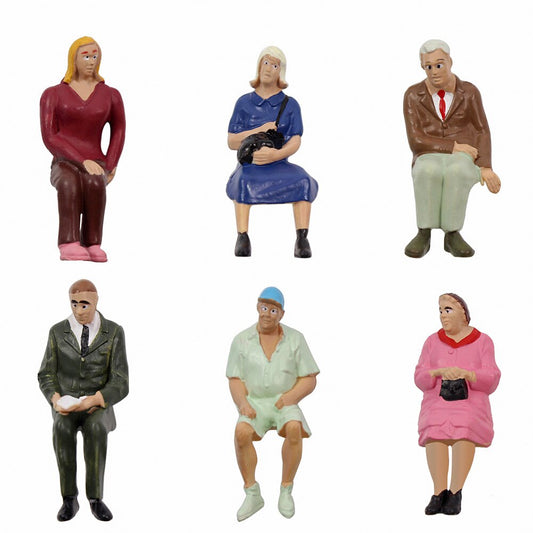Model Trains P2511 Park Scenery 6pcs G Scale 1:25 Painted Seated Figures Sitting People 6pcs Different Poses|Model Building Kits|