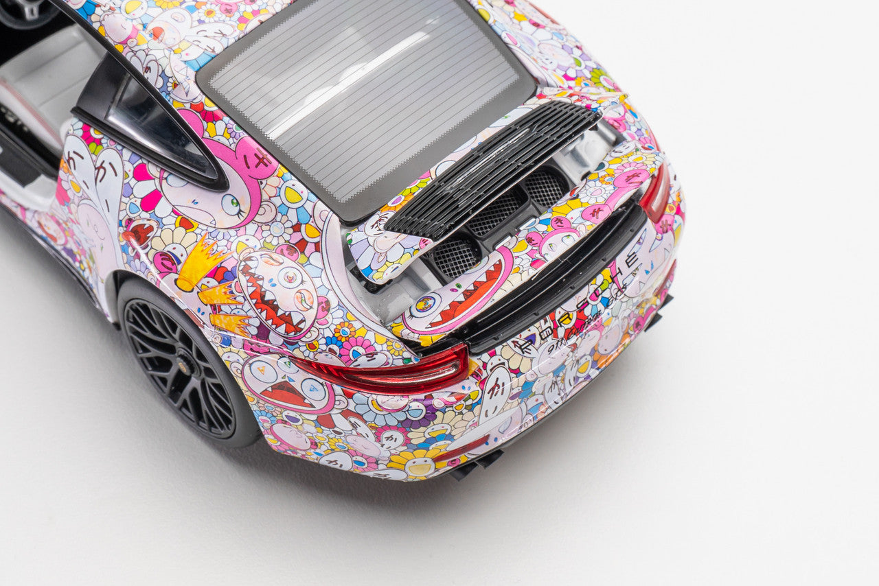 1/18 NSL Porsche 911 Carrera Kaikai Kiki Takashi Murakami Cartoon Edition Diecast Car Model