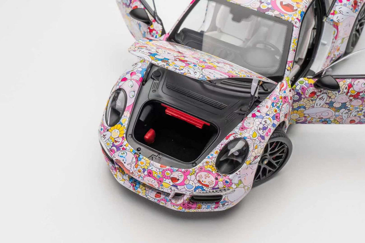 1/18 NSL Porsche 911 Carrera Kaikai Kiki Takashi Murakami Cartoon Edition Diecast Car Model