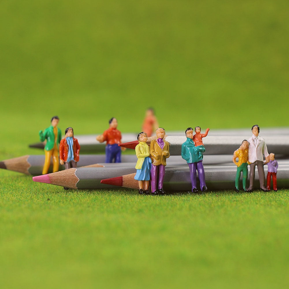 P100w 100pcs Model Trains 1:87 Painted Figures Ho Tt Scale Standing People Assorted Poses - Model Building Kits