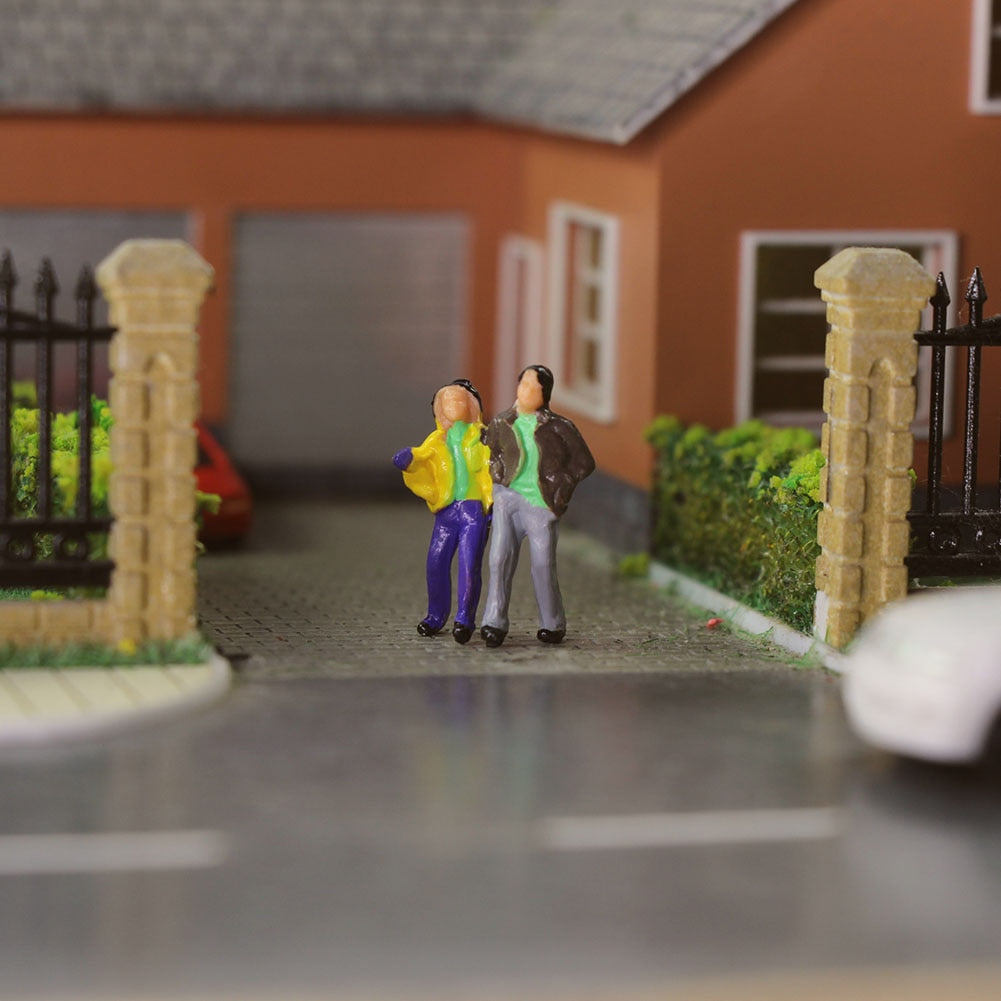 P100w 100pcs Model Trains 1:87 Painted Figures Ho Tt Scale Standing People Assorted Poses - Model Building Kits
