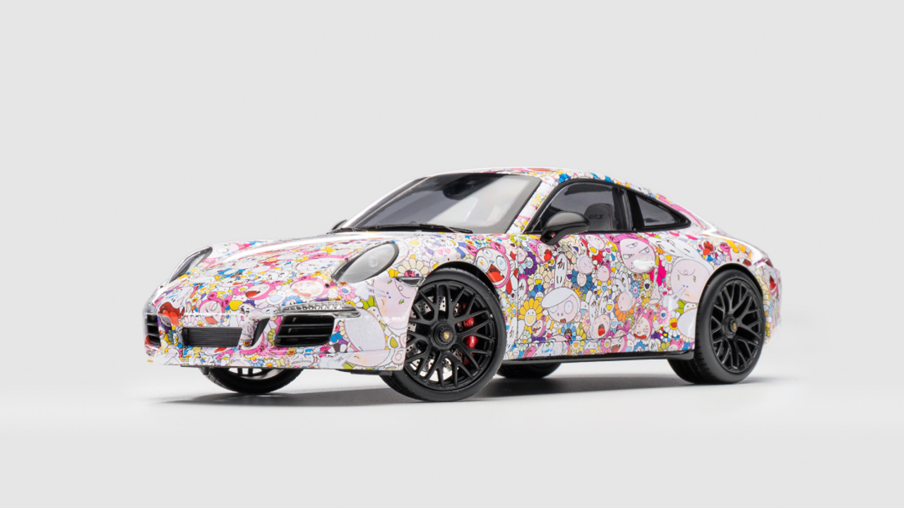 1/18 NSL Porsche 911 Carrera Kaikai Kiki Takashi Murakami Cartoon Edition Diecast Car Model