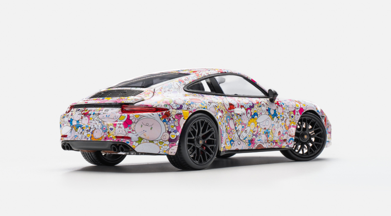 1/18 NSL Porsche 911 Carrera Kaikai Kiki Takashi Murakami Cartoon Edition Diecast Car Model