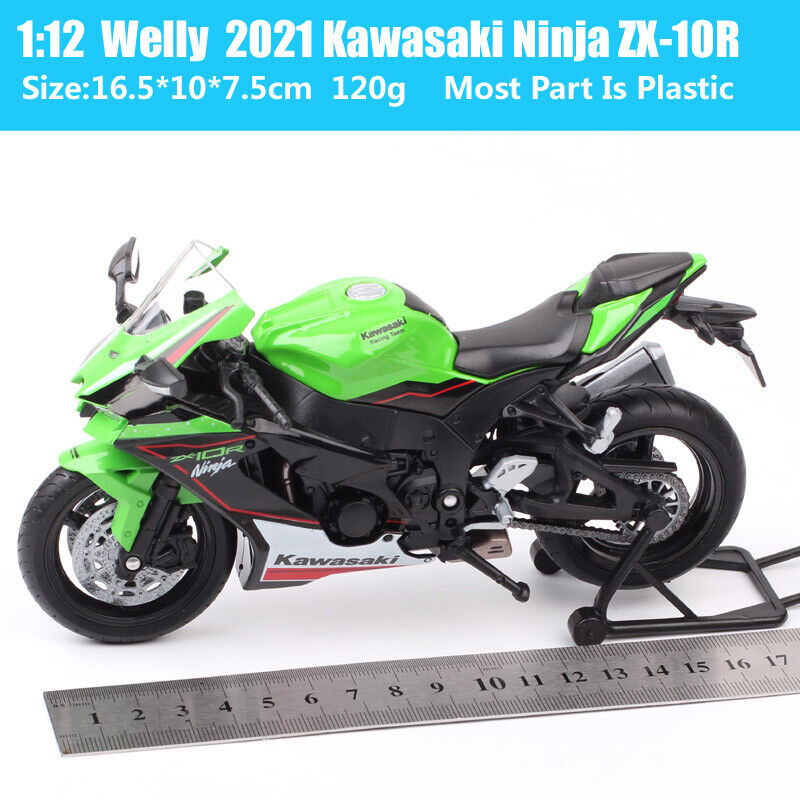 1/12 Welly Kawasaki Ninja ZX-10R ZX 10R 2021 Diecast Motorcycle Model Bike Green