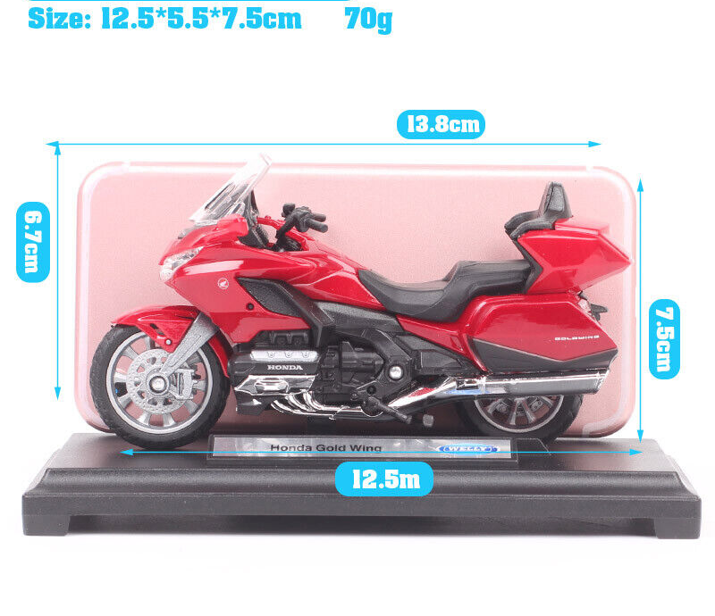 1/18 Welly Honda Gold Wing Motorcycle Model Tour Bike Diecast Toy 2002 Red