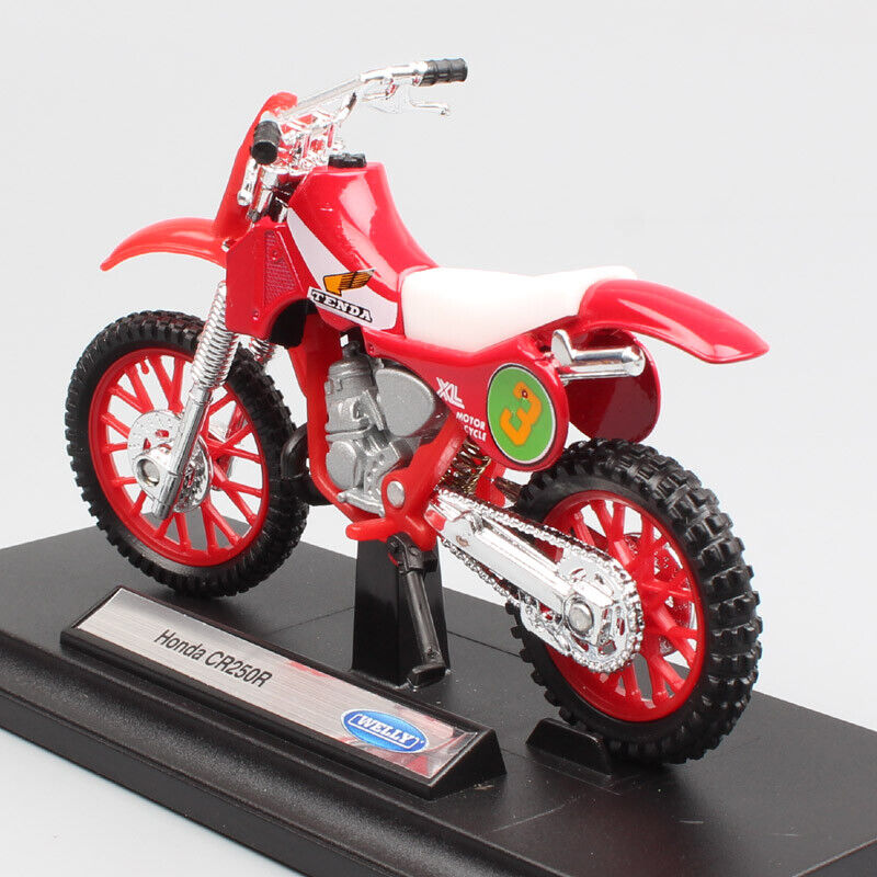 1/18 Welly #3 Honda CR250R Motocross Motorcycle Model Toy Dirt