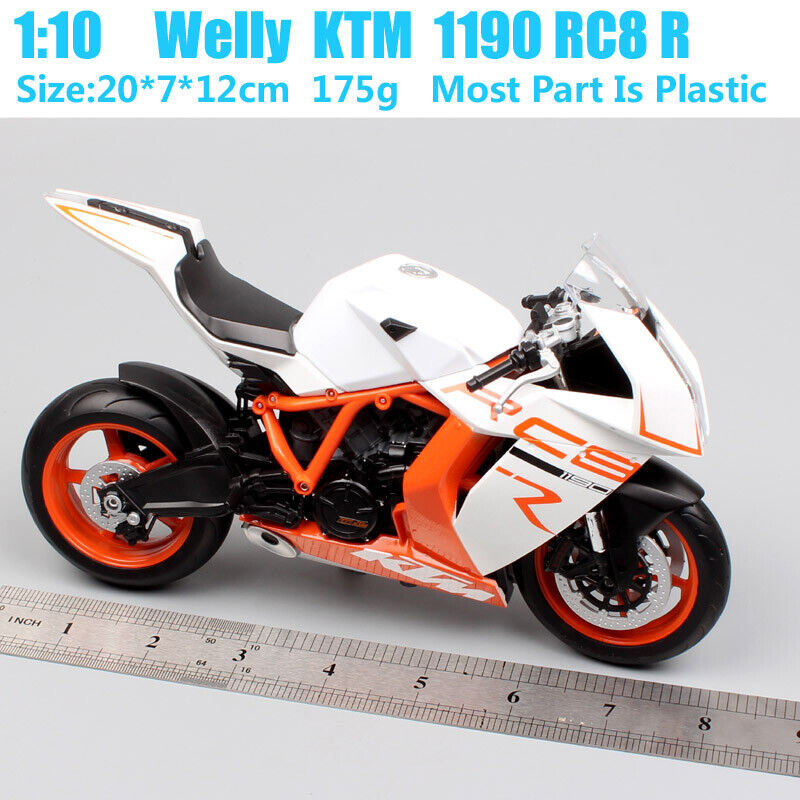 1/10 Welly KTM 1190 RC8 Sport Bike Vehicle Motorcycle Model White