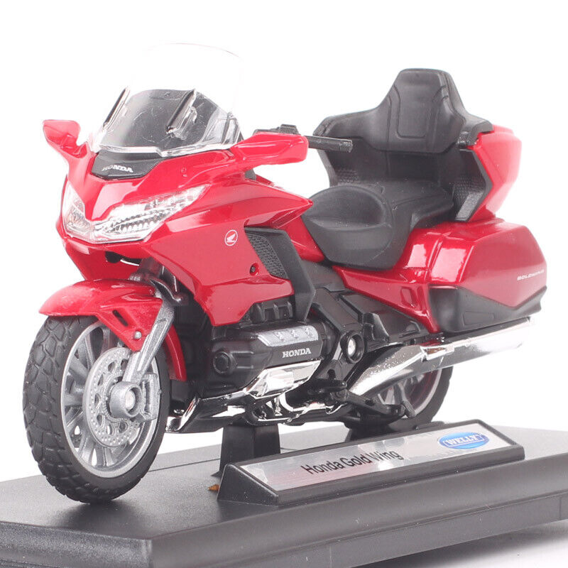 1/18 Welly Honda Gold Wing Motorcycle Model Tour Bike Diecast Toy 2002 Red