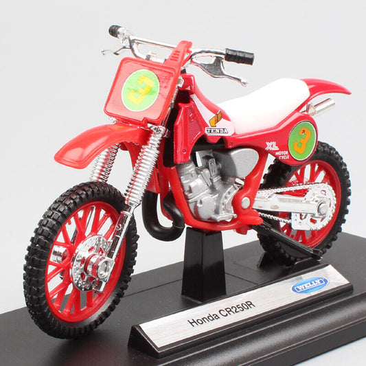 1/18 Welly #3 Honda CR250R Motocross Motorcycle Model Toy Dirt