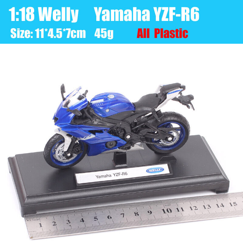 1/18 Welly 2020 Yamaha YZF R6 Racing Bike Plastic Model Motorcycle