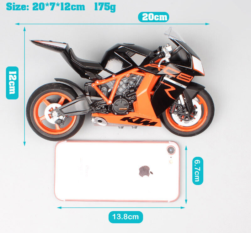 1/10 Welly Big KTM 1190 RC8 R Sport Bike Plastic Toy Vehicle Motorcycle