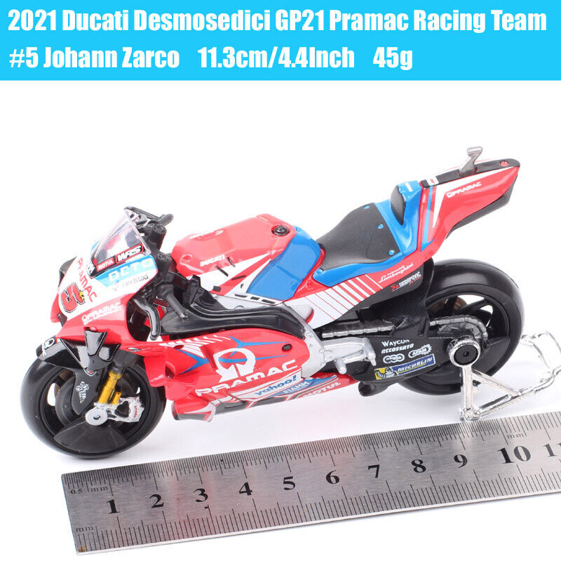 1/18 2021 Ducati Desmosedici GP21 Pramac #5 Johann Zarco Motorcycle Model Toy