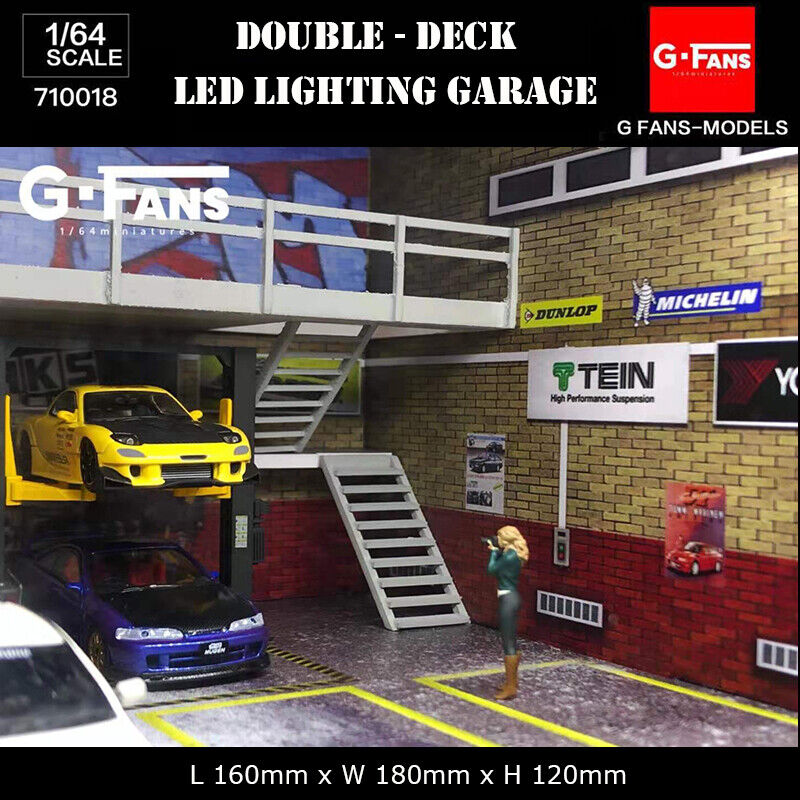 G-Fans Assemble Diorama 1:64 Double-Deck LED Lighting Garage Model Car Station