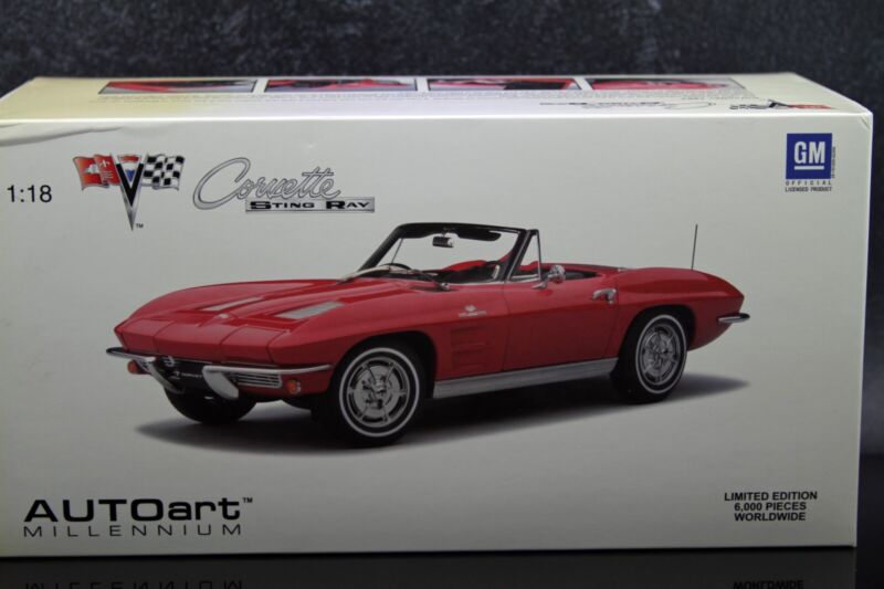 AUTOart 1963 Chevy Corvette Convertible Riverside Red Millennium Collection 1:18