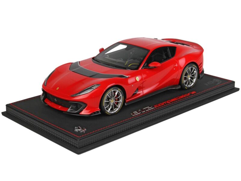 2021 FERRARI 812 COMPETIZIONE RED & DISPLAY CASE 1/18 MODEL CAR BBR P18207 B3