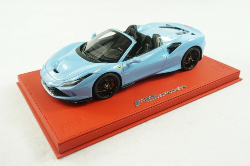 1/18 BBR FERRARI F8 TRIBUTO SPYDER AZZURRO BLUE DELUXE RED LEATHER