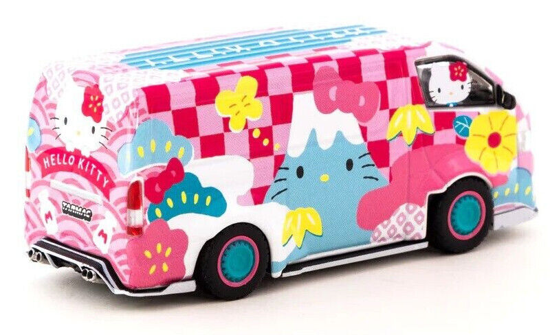 Tarmac Works COLLAB64 Toyota Hiace Widebody -Hello Kitty 1:64 Scale Diecast Car