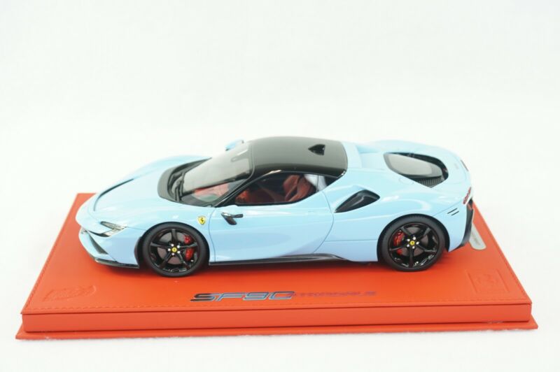 1/18 BBR FERRARI SF90 STRADALE AZZURRO LA PLATA DELUXE RED LEATHER limited 15pcs