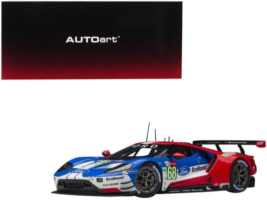 1/18 Autoart 2019 Ford GT #68 Bourdais Muller 24H Le Mans Opening doors. Real rubber tires. Steerable wheels. True-to-scale detail. Has removable covers. This item is made of composite. Detailed exterior, interior, and engine compartment. Dimensions appro