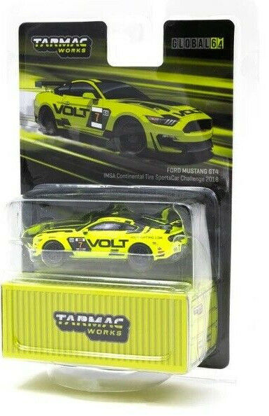 Tarmac Works GLOBAL64 "Volt" Ford Mustang GT4 -2018 IMSA 1:64 Scale Diecast Car