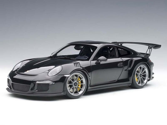 PORSCHE 911 CARRERA GT3 RS (991) GLOSS BLACK SILVER WHEELS 1:18 AUTOART 78164