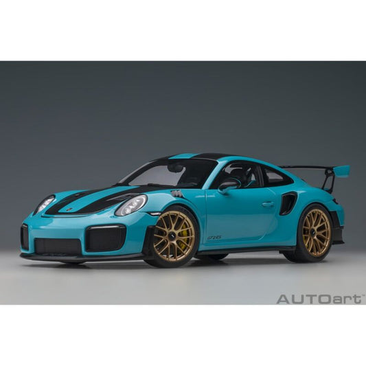 1:18 Porsche 911 GT2 RS 9912 Weissach Package by AUTOart in Miami Blue 78175