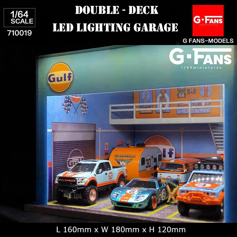 G-Fans Assemble Diorama 1:64 Double-Deck LED Lighting Garage Model Car Station