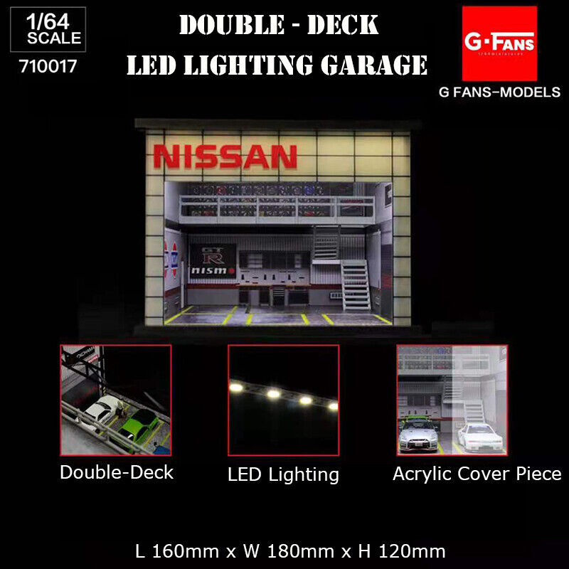 G-Fans Assemble Diorama 1:64 Double-Deck LED Lighting Garage Model Car Station