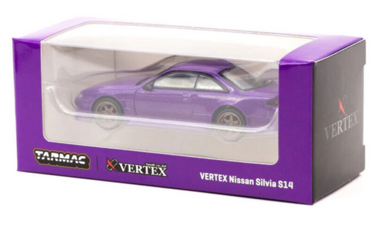 Tarmac Works GLOBAL64 Purple Metallic VERTEX Nissan Silvia S14 1:64 Scale Diecast Car