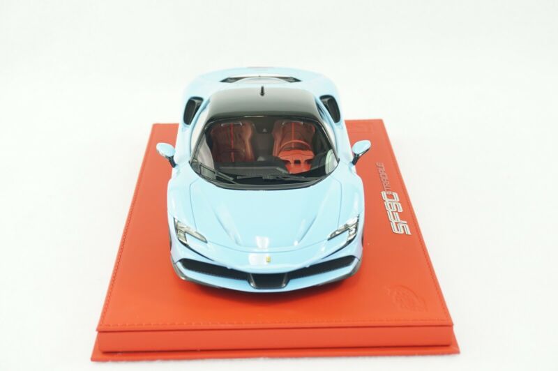 1/18 BBR FERRARI SF90 STRADALE AZZURRO LA PLATA DELUXE RED LEATHER limited 15pcs